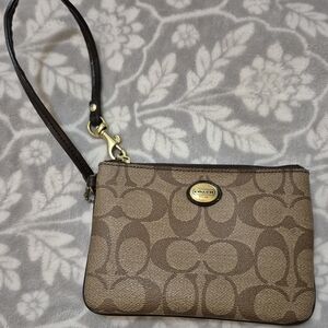 COACH Brown Signature Wristlet - Classic Monogram